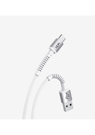 K552 Safe 3a Örgülü Metal Başlı Usb'den Type-c'ye Şarj Kablosu Beyaz