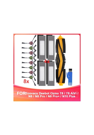 Ecovacs Deebot Ozmo T8/t8 Aivi/n8/n8 Pro Plus Robot Süpürge Ana Fırça Yan Fırça Filtresi İçin Yedek Parçalar