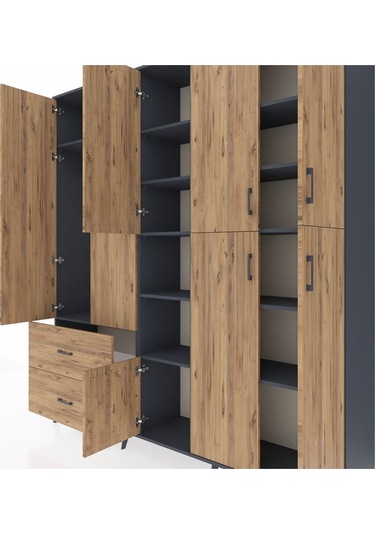 Hyperion Dolap 12 Raflı 2 Çekmeceli Tek Askılı 220x44x243 Antrasit-çam/çam Atlas Çam/atlas Çam Hyperion Dolap 12 Raflı 2 Çekmeceli Tek Askılı 220x44x243 Antrasit-çam/çam Atlas Çam/atlas Çam