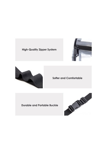 Fosenze Stadyum Onaylı Şeffaf Bel Çantası - Spor, Konser Ve Günlük Kullanım İçin Pratik Ve Su Geçirmez Siyah