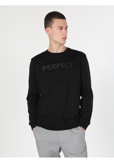 Colin's Regular Fit Baskılı Siyah Erkek Sweatshirt CL1060122_Q1.V2_BLK Siyah