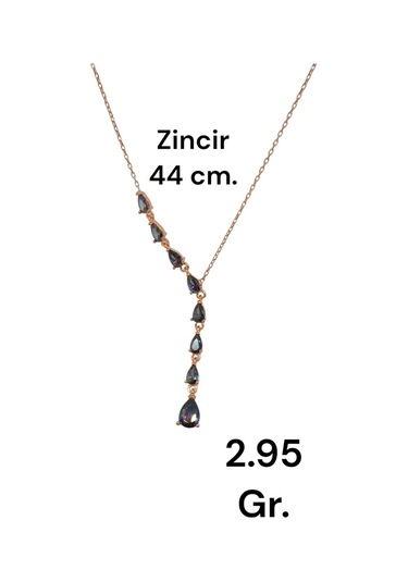 Damla Kesim Mistik Topaz Taşlı 925 Ayar Gümüş Y Kolye Işıltılı Ve Zarif Tasarım Gümüş