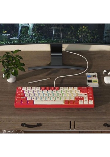 Ak680 Kablolu Red Switch Mekanik Klavye-rainbow Aydınlatma Hot-swap