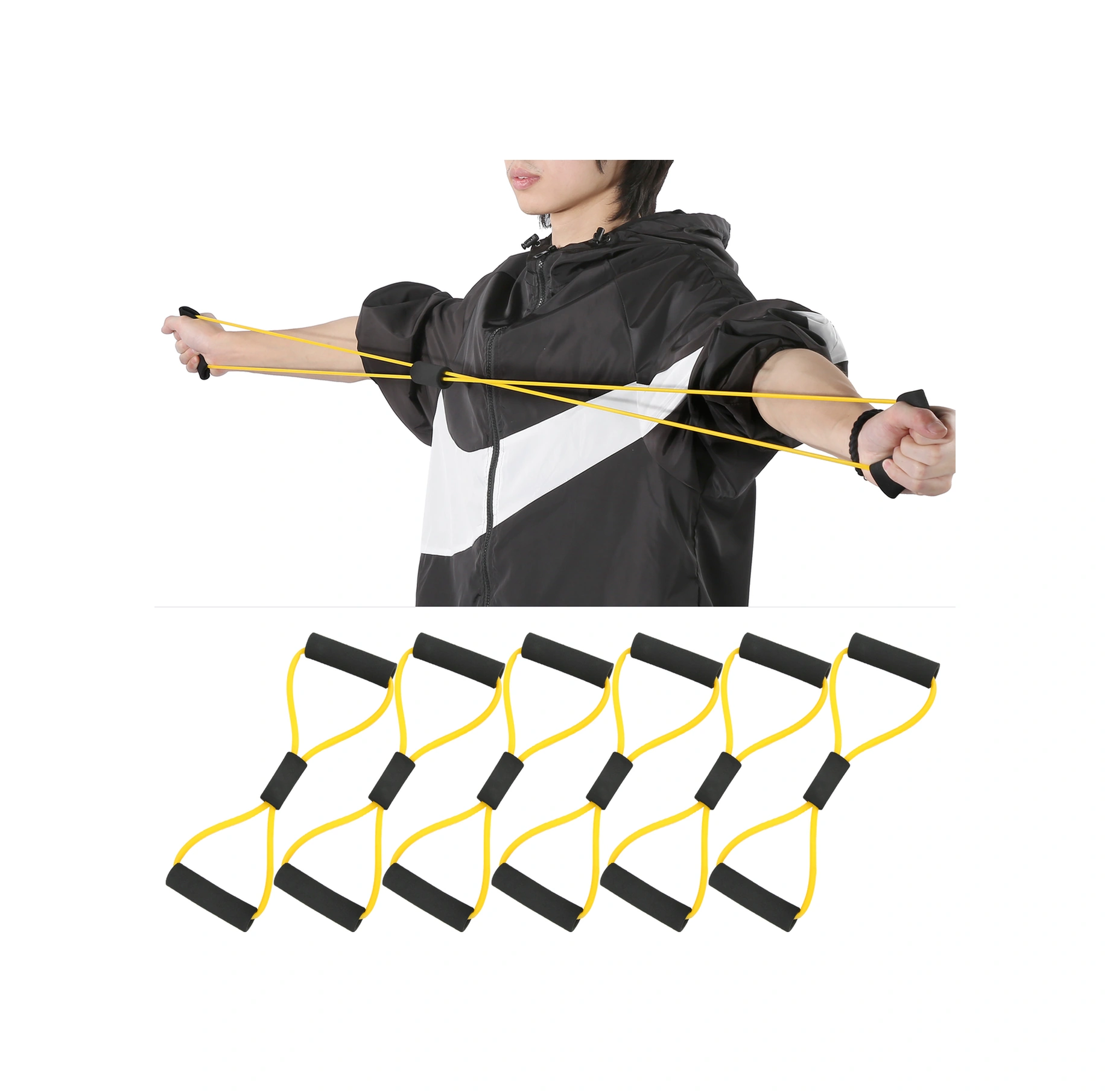 Vkemall 6 Adet Sarı Tpe+köpük Dirence Bandı - Pilates Ve Üst Vücut Güç Antrenmanı İçin Ev, Spor Salonu Ve Dışarıda Kullanım Sarı