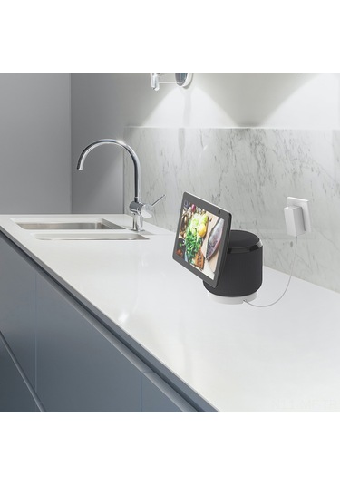 Mufunye Echo Show 10 Hoparlör İçin Deliksiz Sabitlenme Aparatı - Abs Malzeme Beyaz Renkli Tutucu