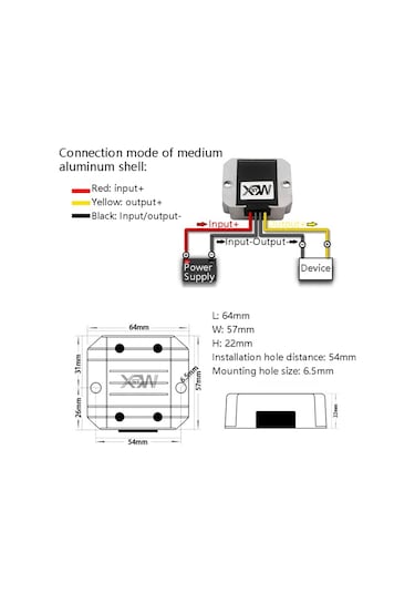 Sones Xwst Dc 12/24v - 5v Dönüştürücü Kademeli Araç Güç Modülü, Özellikler: 12/24v - 5v 10a Orta Alüminyum Kabuk