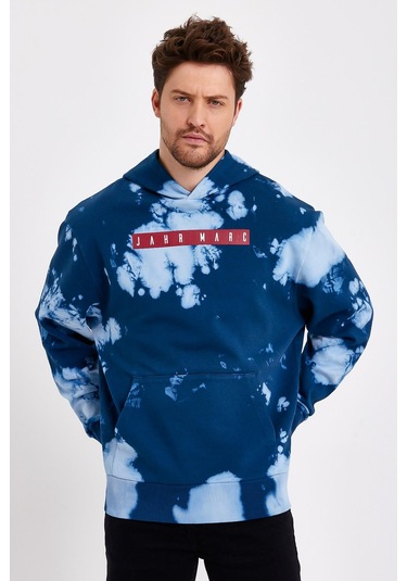 JAHR MARC Oversize Mavi Batik Yıkamalı Sweatshirt - XS Mavi