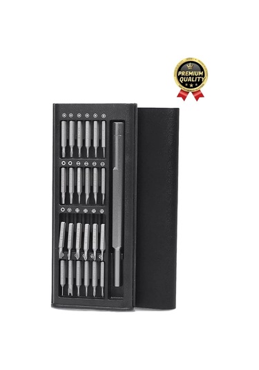 Premium Seri Kaliteli Kutulu Ergonomik Saatçi Bilgisayar Hassas Taşınabilir 25 Parça Tornavida Seti