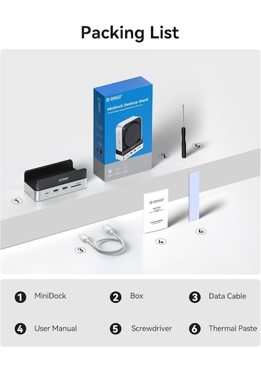 Orico Vs10 Mac Mini 10in1 Dikey Bağlantı Docking Station - M.2 Nvme,hdmı,2.5g Lan,10gbps Type-c Usb-a