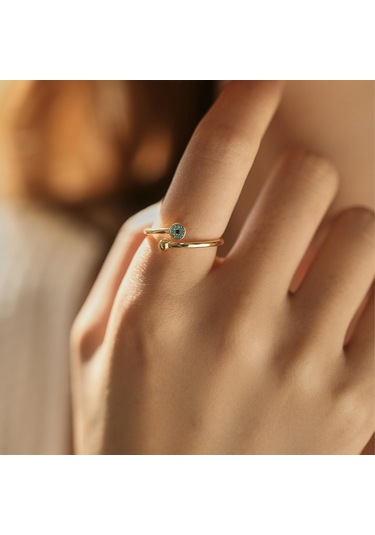 Altın Modıan Gerçek 925 Ayar Gümüş Açık Boyutu 6-9 Turkuaz Trendy Gözler Ayarlanabilir Yüzük Kadınlar Için Gril İstiflenebilir Güzel Takı Hediyeler