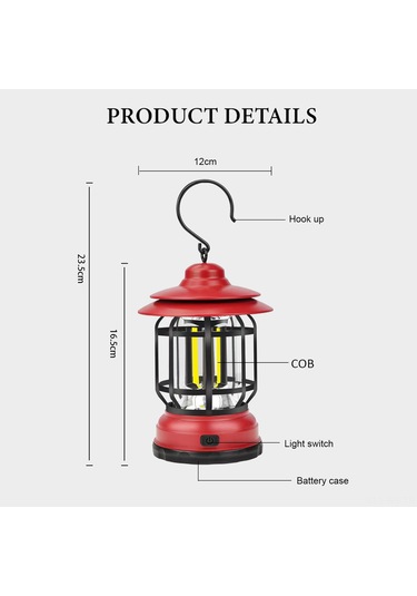Reedark Oranj Ip65 Su Geçirmez Kamp Lambası, Cob Işık Kaynağı, Zayıf/güçlü Mod, 3xaa Pil Dahil Değil , Abs Malzeme Çok Renkli