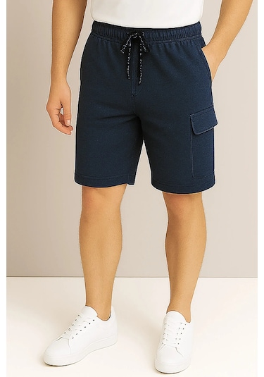 Kargo Cepli Pamuklu Erkek Şort Lacivert
