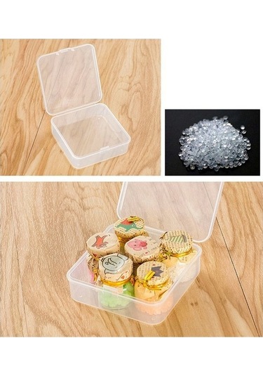 Dancemonkey 40 Adet Şeffaf Boncuk Kutusu, Menteşeli Kapaklı, Elmas Boncuk İçin Altın Renk Altın