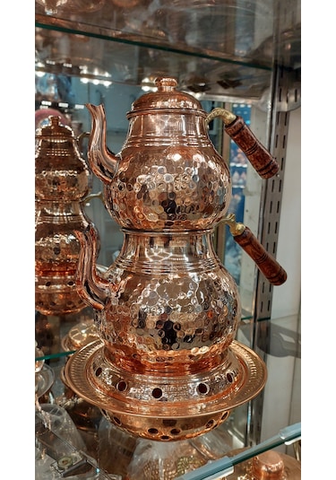 Bakır Çaydanlık & Bakır Demlik El Dövmesi Dövme Desenli Bakır Çay