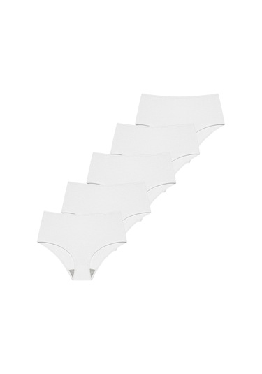 Likralı 5'li Kutu Premium Günlük Kullanıma Uygun Yüksek Bel Külot Berry G-007 F Beyaz