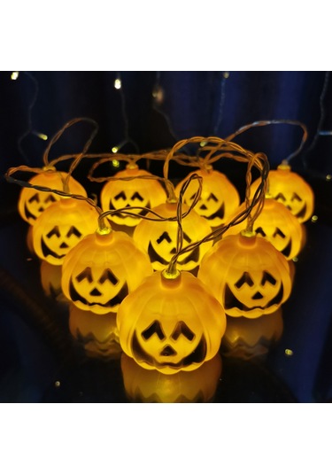 Shineyee 10'lu Portakal Renkli Balkabağı Led Işık Zinciri - Sıcak Beyaz Işık, 1.5m Uzunluk, Aa Pil İle Çalışır Piller Dahil Değil