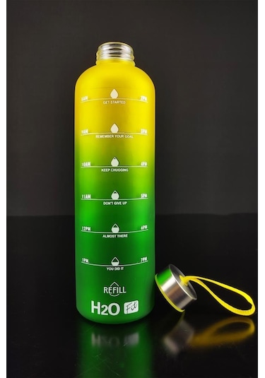Digithome H2o Çift Renkli Motivasyon Cam Matara Su Şişesi 1000 Cc Sarı - H2o87184 - Hyt