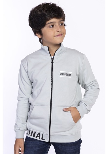 Toontoy Erkek Çocuk Baskılı Kanguru Cepli Hırka Yeşil