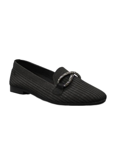 Mehmet Mete 9534 Fashion Taşlı Kadın Babet Sıyah