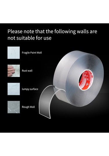 Dofolink 1.5mm Kalınlıkta Yıkama Uygun Sıfır Izgara Araçlı İki Yönlü Nano Bant 3cm X 5m 1 Adet 1
