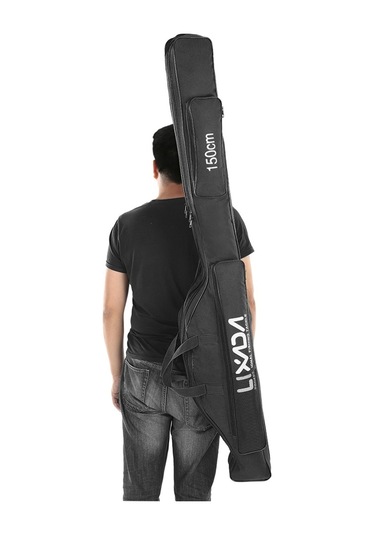 Lixada-150cm Balıkçılık Çantası Taşınabilir Katlanır,siyah