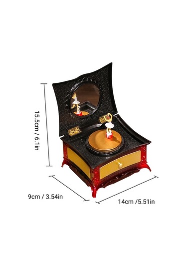 Ulzyvf Retro Müzik Kutusu - Dans Eden Kız Figürlü, Dekoratif Mücevher Kutusu, Elmas Fonksiyonlu Kırmızı Kutu Kırmızı