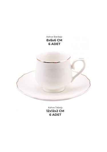 Emsan Beykoz 6 Kişilik Kahve Fincanı Takımı 90 ML Beyaz