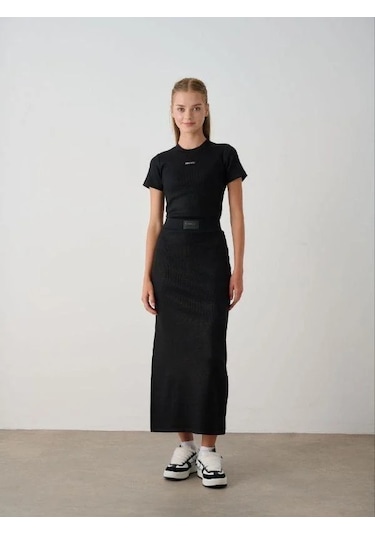 Kız Çocuk Kaşkorse Uzun Kalem Etek-15349 Siyah