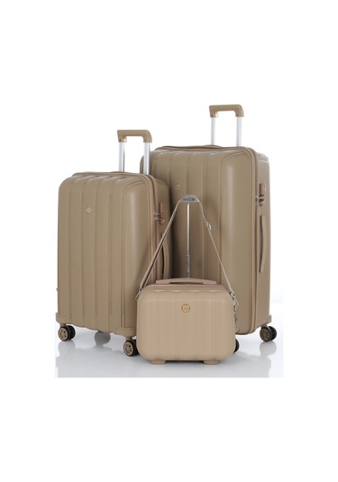 Mçs Polipropilen 3lü Valiz Seti Büyük & Orta & Makyaj V305 S21yy1000078-set 00026 Şampanya