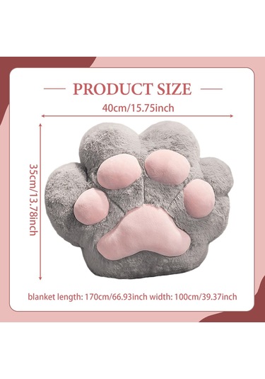 Suntek Kedi Pençesi Yastık Battaniye Sevimli  Gri