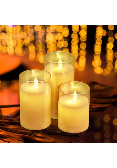 Tenfowee Uzaktan Kumandalı Led Alevsiz Mum Seti - 3 Adet, Sıcak Beyaz Işık, Ev Dekorasyonu Ve Hediye İçin İdeal