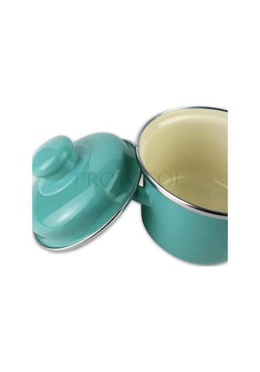 Protocol London Emaye Mini Derin Tencere 12 Cm 900 Ml - Turkuaz
