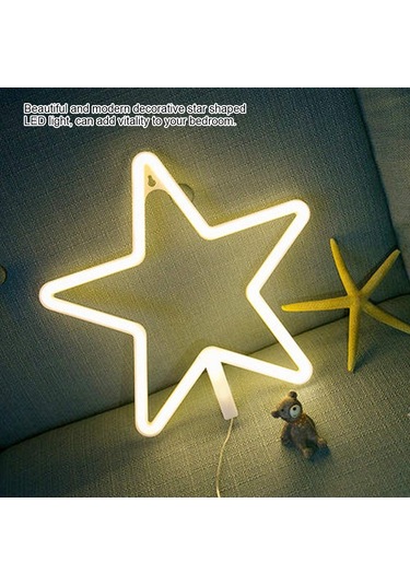 Fosenze Yıldız Şekilli Led Neon Işık, Usb/aa Pil İle Ev Odası Dekorasyonu, Pvc Malzeme, Güvenli Ve Dayanıklı Diğer