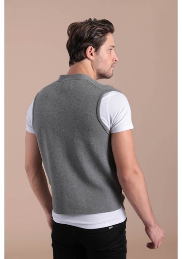 Ferraro Desenli Pamuk Triko Yelek - Antrasit-Antrasit