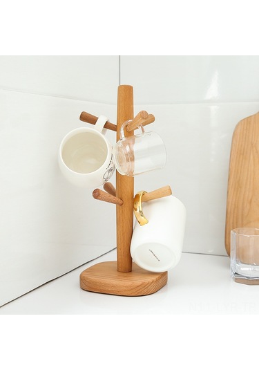 Ranyeek Ahşap Kağıt Rulo Tutucu - 6 Tırnaklı Ahşap Organizer, Bardak Ters Saklama Ve Suaklama Özelliği İle Ev Dekorasyonu Diğer