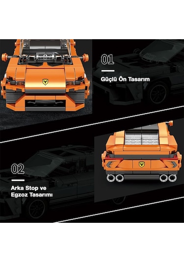 Reobrix Creator 690 Lamborghini Urus Suv Araba Yaratıcı Yapı Blok Seti Building Blocks - 408 Parça