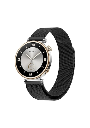 Huawei Watch Gt5 Gt4 Gt2e Gt2 Gt3 Gt3 Pro 46mm Honor Watch 2 Uyumlu Metal Hasır Kordon Siyah