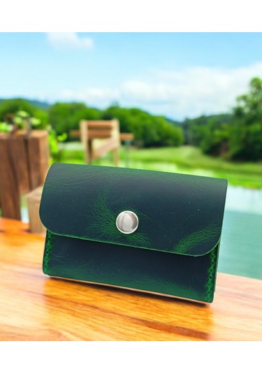 Cronder Hakiki Deri Yan Model Kutu Cüzdan Kartlık Haki