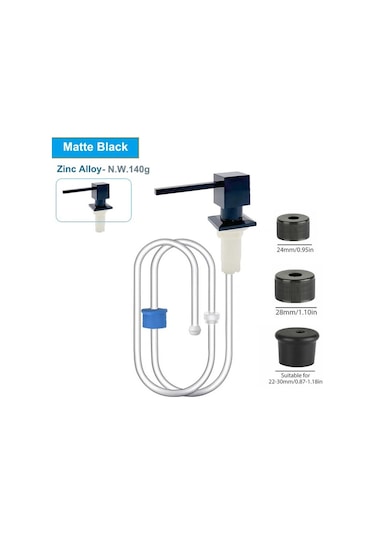 Kare Siyah-kare Mutfak Lavabo Sıvı Sabun Pompası Dağıtıcı Nikel Altın Losyon Tutucu Pompa Kafası Silikon Tüp Seti Güverte Tezgahı Altında Aracı