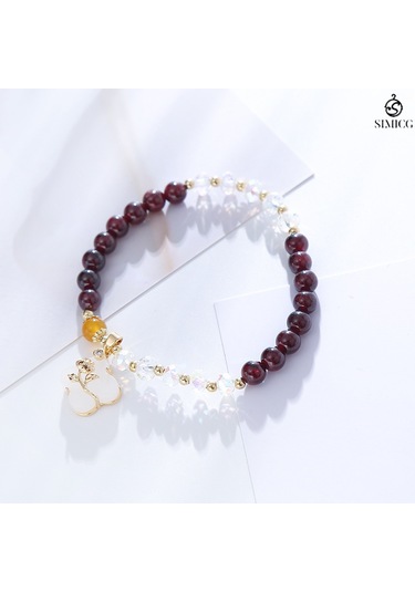 Basit Ve Şık Şanslı Yonca Gül Kristal Bilezik 6mm Boncuklar Mor