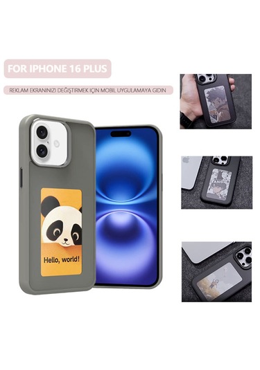 İphone Uyumlu 16 Plus İçin E-mürekkep Ekran Nfc Dıy Telefon Kılıfı Gri