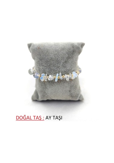Kırık Doğal Taş Ayarlanbilir Bileklik Beyaz