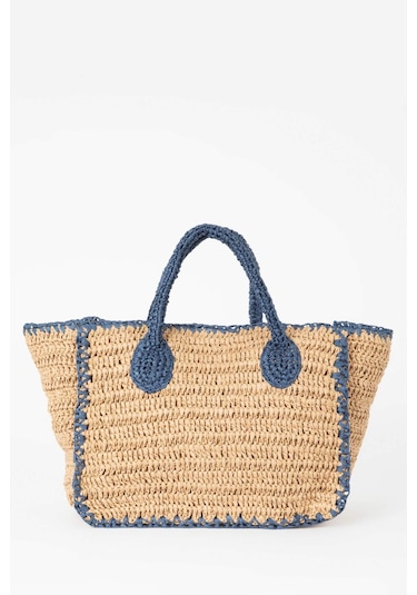 Defacto Kadın Yazı İşlemeli Hasır El Çantası B9278AXNSBG217 Bej