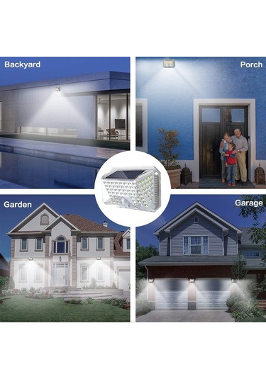 Mufunye Güneş Enerjili 2 Adet Duvar Lambası, 90 Led Işık Kaynağı, 130 Lümen, Gündüz-köşe Modu, 8.5m Algılama Mesafesi, 120 Derece Açı, Hediye Kutusu