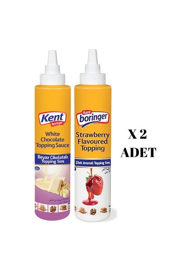 Kent Boringer Beyaz Çikolata 2 x 750 G + Çilek Topping Sos 2 x 750 G