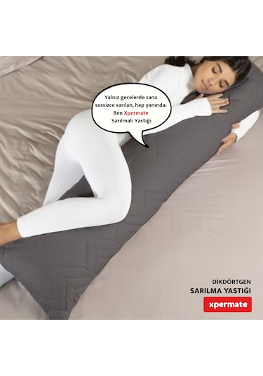 Xpermate Sarılma Yastığı, Bacak Arası Yastığı Dikdörtgen Açık Gri