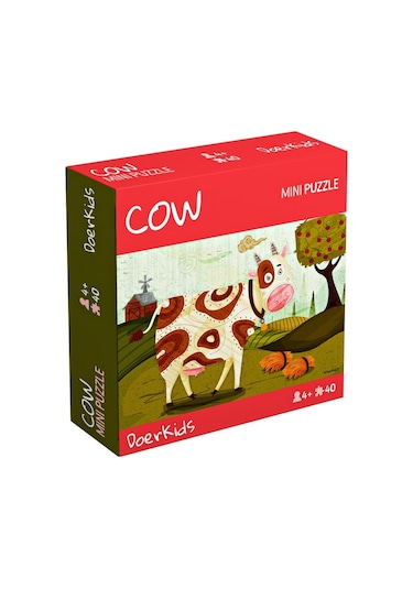 Doerkids Çiftlik Sevimli Inek Mini Puzzle 40 Parça 4 Yaş