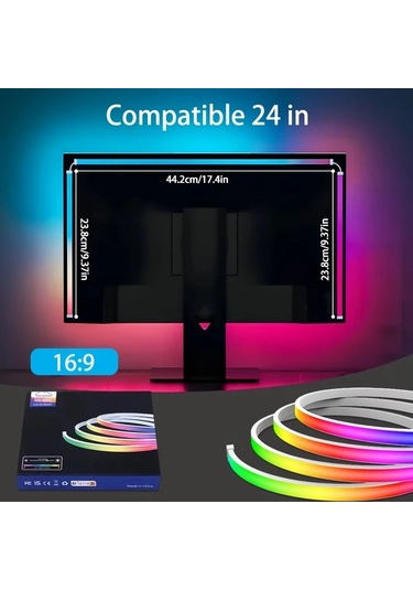86.36cm Ekran Rengi Ve Müzik Ve Oyun İle Senkronize - Monitörler İçin Akıllı Led Şerit Işıkları, Rgbıc Bilgisayar Işık Barları, Usb Güçlü, Yazılım Kontrolü, Oyun Ve Masa Dekorasyonu İçin İdeal