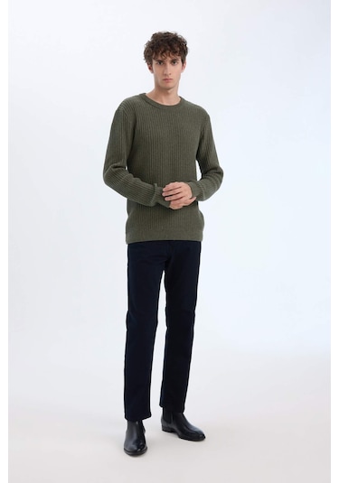 DeFacto Standart Fit Bisiklet Yaka Dokulu Triko Kazak E0811AXNSGN852