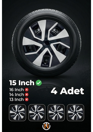 Citroen C4 15 İnç Jant Kapağı Takım Siyah Gri C113